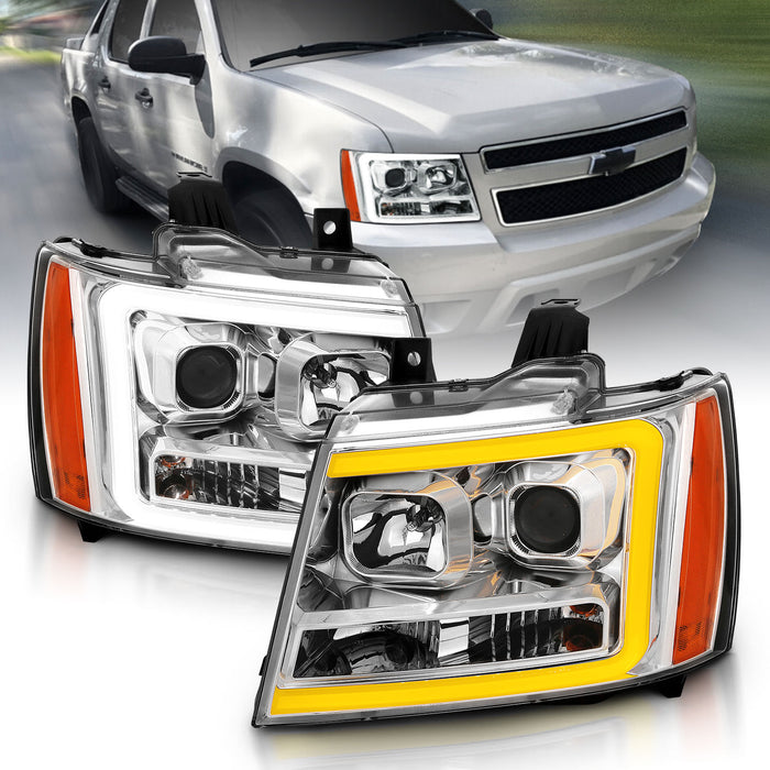 Anzo USA 111403 Projector Headlight Set; w/Plank Style Switchback; Chrome w/Amber; Pair; - Truck Part Superstore