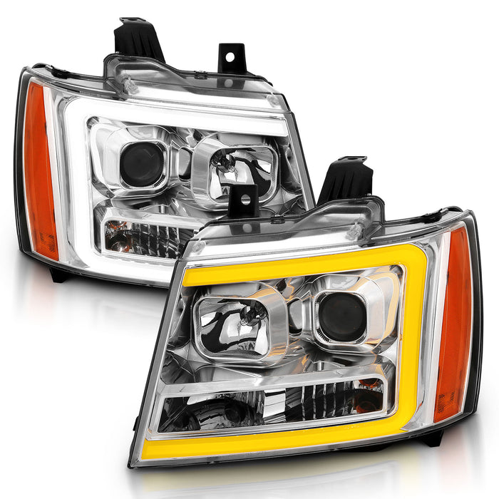 Anzo USA 111403 Projector Headlight Set; w/Plank Style Switchback; Chrome w/Amber; Pair; - Truck Part Superstore