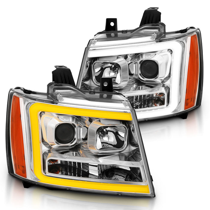 Anzo USA 111403 Projector Headlight Set; w/Plank Style Switchback; Chrome w/Amber; Pair; - Truck Part Superstore