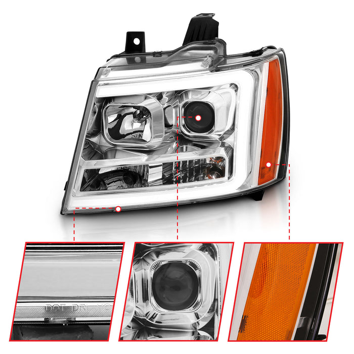 Anzo USA 111403 Projector Headlight Set; w/Plank Style Switchback; Chrome w/Amber; Pair; - Truck Part Superstore