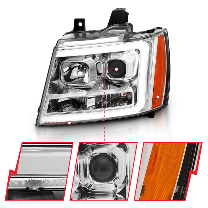 Anzo USA 111403 Projector Headlight Set; w/Plank Style Switchback; Chrome w/Amber; Pair; - Truck Part Superstore