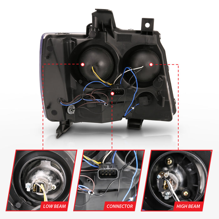Anzo USA 111403 Projector Headlight Set; w/Plank Style Switchback; Chrome w/Amber; Pair; - Truck Part Superstore
