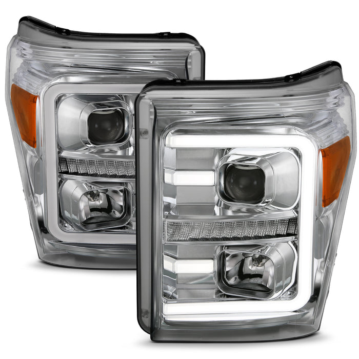 Anzo USA 111407 Projector Headlight Set; w/Plank Style Switchback; Chrome w/Amber; Pair; - Truck Part Superstore