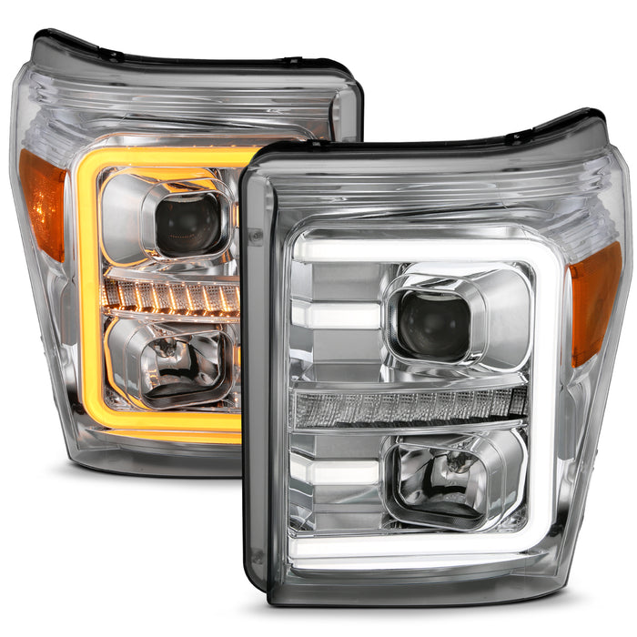 Anzo USA 111407 Projector Headlight Set; w/Plank Style Switchback; Chrome w/Amber; Pair; - Truck Part Superstore