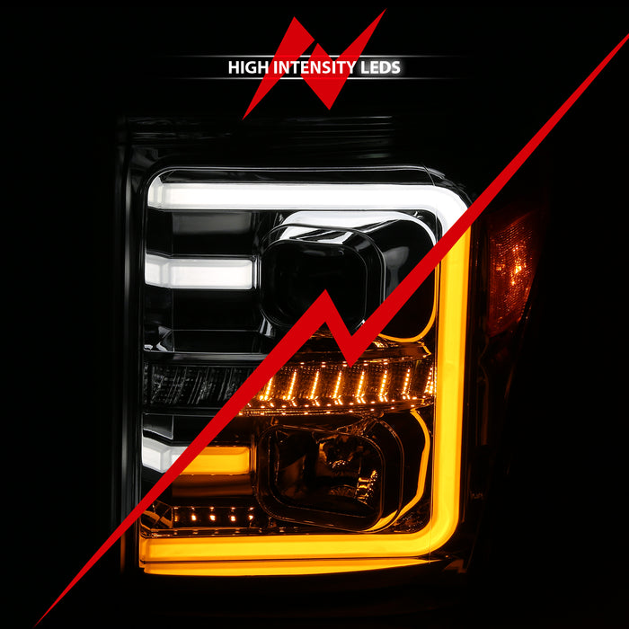 Anzo USA 111407 Projector Headlight Set; w/Plank Style Switchback; Chrome w/Amber; Pair; - Truck Part Superstore
