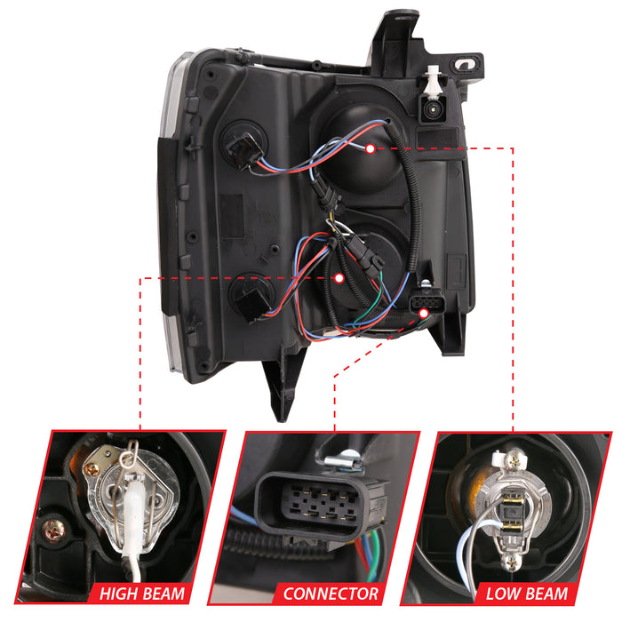 Anzo USA 111411 Projector Headlight Set; w/Plank Style Switchback; Chrome w/Amber; Pair; - Truck Part Superstore