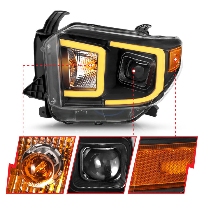 Anzo USA 111414 Projector Headlight Set; w/Plank Style Switchback; Black w/Amber; Pair; - Truck Part Superstore
