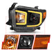 Anzo USA 111414 Projector Headlight Set; w/Plank Style Switchback; Black w/Amber; Pair; - Truck Part Superstore