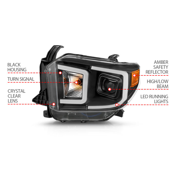 Anzo USA 111414 Projector Headlight Set; w/Plank Style Switchback; Black w/Amber; Pair; - Truck Part Superstore