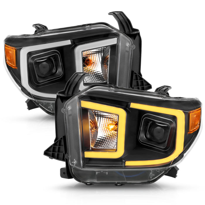 Anzo USA 111414 Projector Headlight Set; w/Plank Style Switchback; Black w/Amber; Pair; - Truck Part Superstore