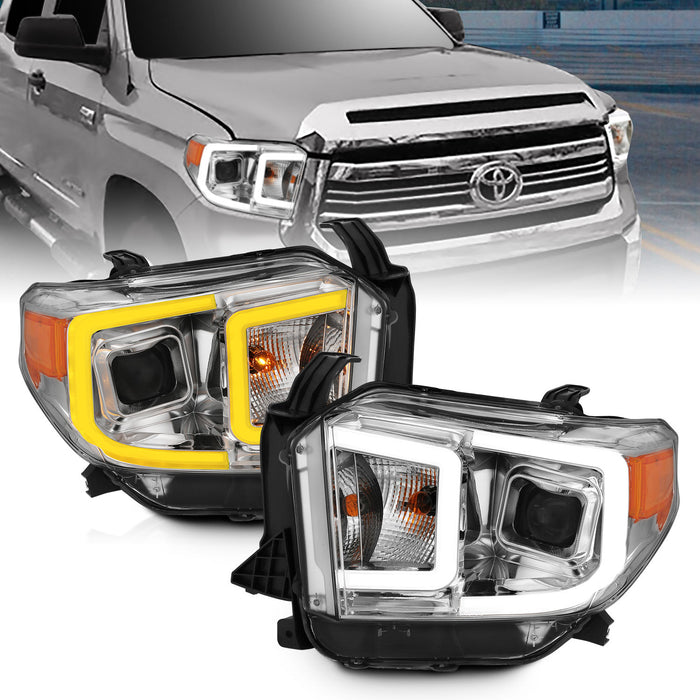 Anzo USA 111415 Projector Headlight Set; w/Plank Style Switchback; Chrome w/Amber; Pair; - Truck Part Superstore