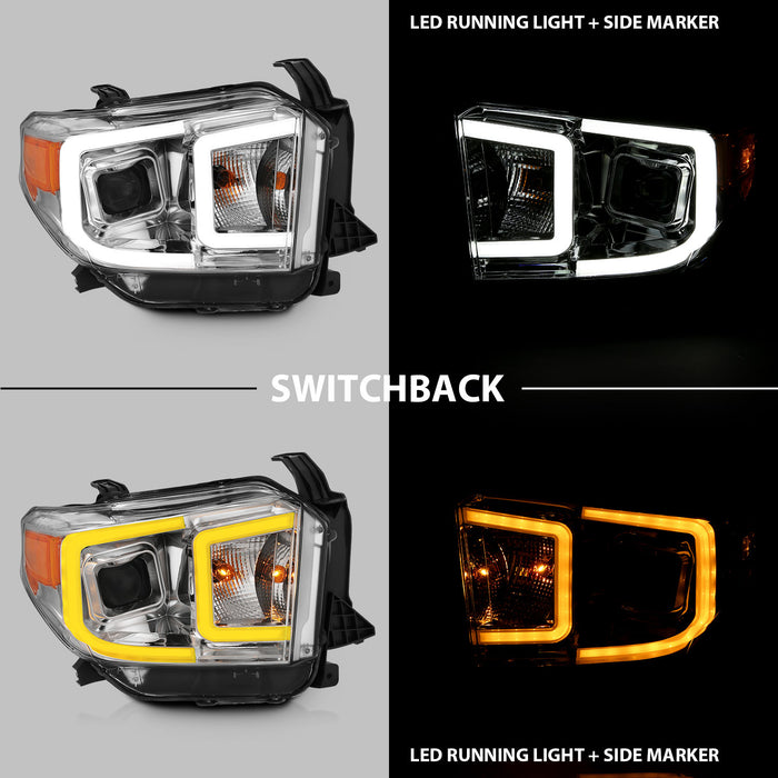 Anzo USA 111415 Projector Headlight Set; w/Plank Style Switchback; Chrome w/Amber; Pair; - Truck Part Superstore
