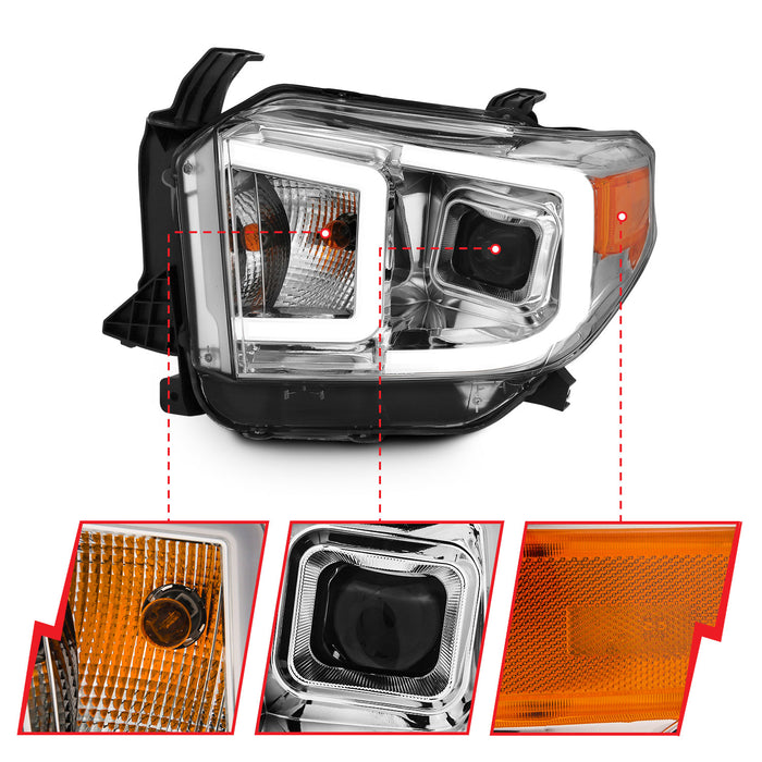 Anzo USA 111415 Projector Headlight Set; w/Plank Style Switchback; Chrome w/Amber; Pair; - Truck Part Superstore