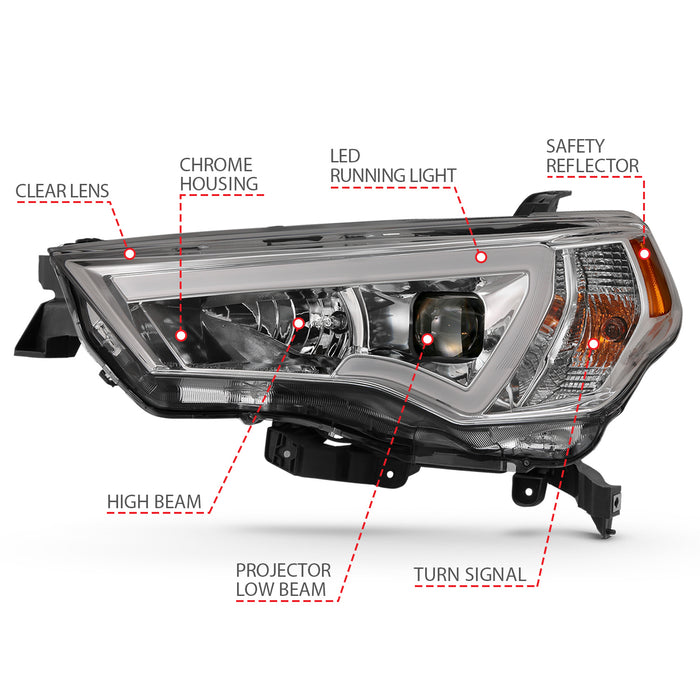 Anzo USA 111417 Projector Headlight Set; w/Plank Style Switchback; Chrome w/Amber; Pair; - Truck Part Superstore