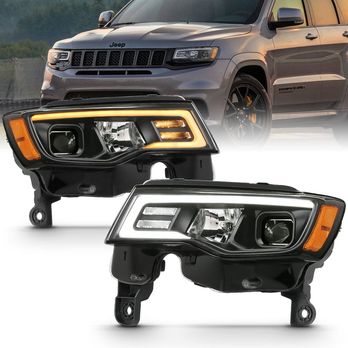 Anzo USA 111418 Projector Headlight Set; w/Plank Style Switchback; Black w/Amber; Pair; - Truck Part Superstore