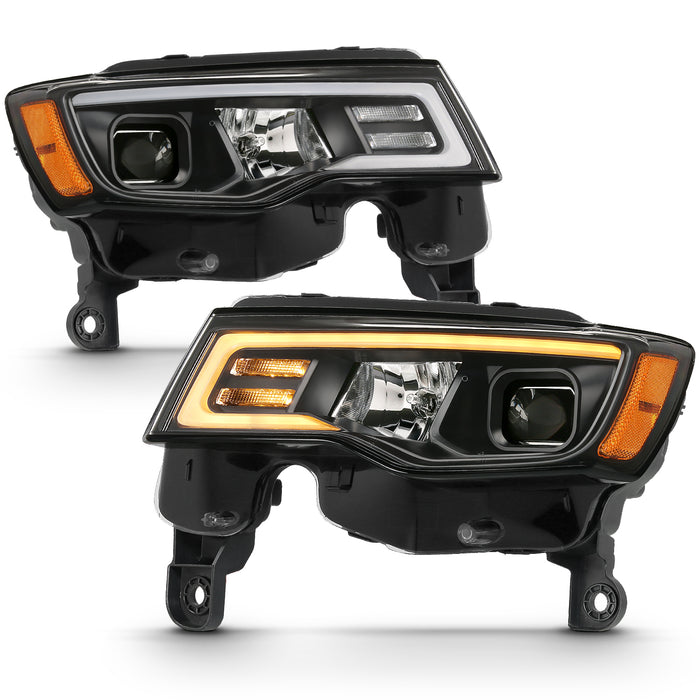 Anzo USA 111418 Projector Headlight Set; w/Plank Style Switchback; Black w/Amber; Pair; - Truck Part Superstore