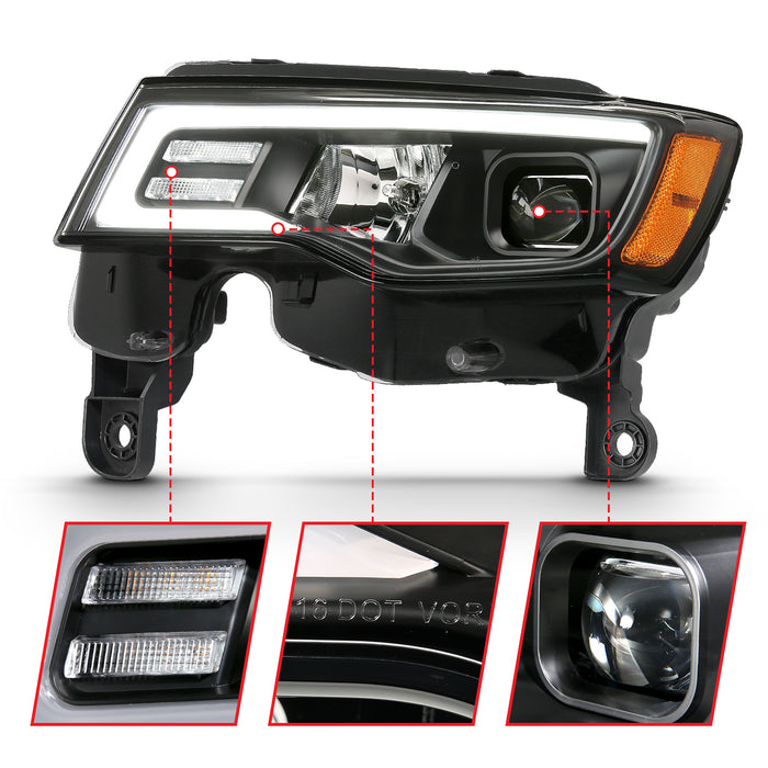 Anzo USA 111418 Projector Headlight Set; w/Plank Style Switchback; Black w/Amber; Pair; - Truck Part Superstore
