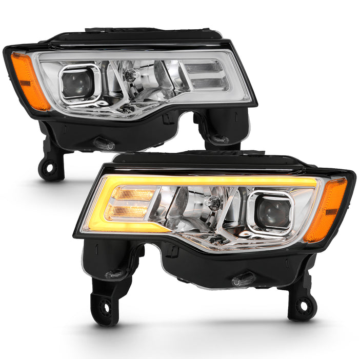 Anzo USA 111419 Projector Headlight Set; w/Plank Style Switchback; Chrome w/Amber; Pair; - Truck Part Superstore