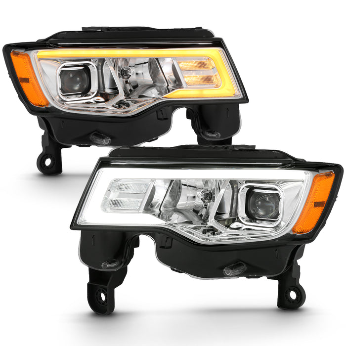 Anzo USA 111419 Projector Headlight Set; w/Plank Style Switchback; Chrome w/Amber; Pair; - Truck Part Superstore