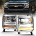 ANZO USA 111421 LED Projector Headlights w/ Plank Style Chrome w/ Amber - Truck Part Superstore