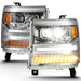ANZO USA 111421 LED Projector Headlights w/ Plank Style Chrome w/ Amber - Truck Part Superstore