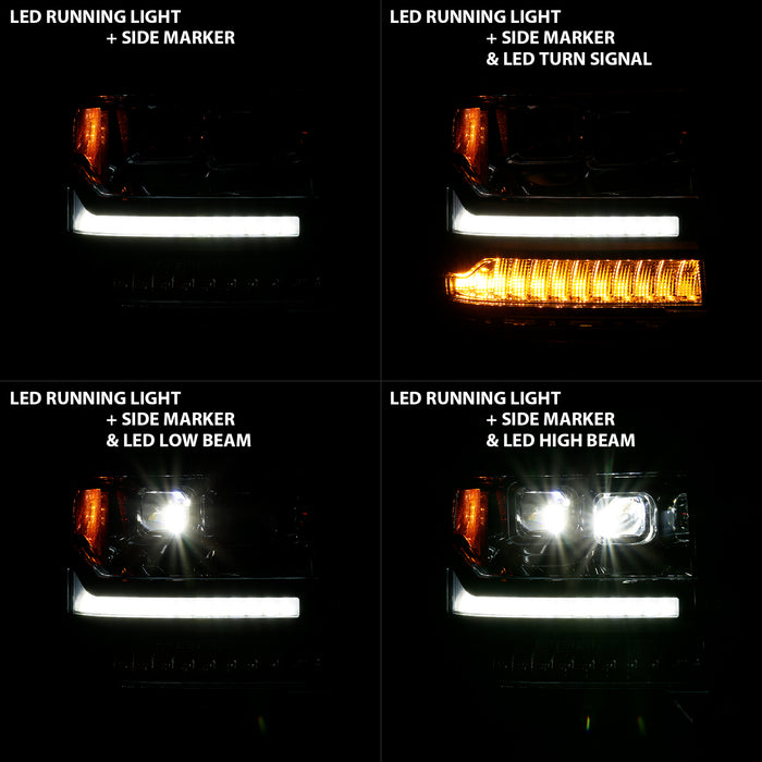 ANZO USA 111421 LED Projector Headlights w/ Plank Style Chrome w/ Amber - Truck Part Superstore