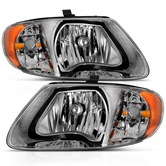 Anzo USA 111424 Crystal Headlight Set; Clear Lens; Chrome Housing; w/Amber; Pair; - Truck Part Superstore