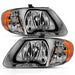 Anzo USA 111424 Crystal Headlight Set; Clear Lens; Chrome Housing; w/Amber; Pair; - Truck Part Superstore