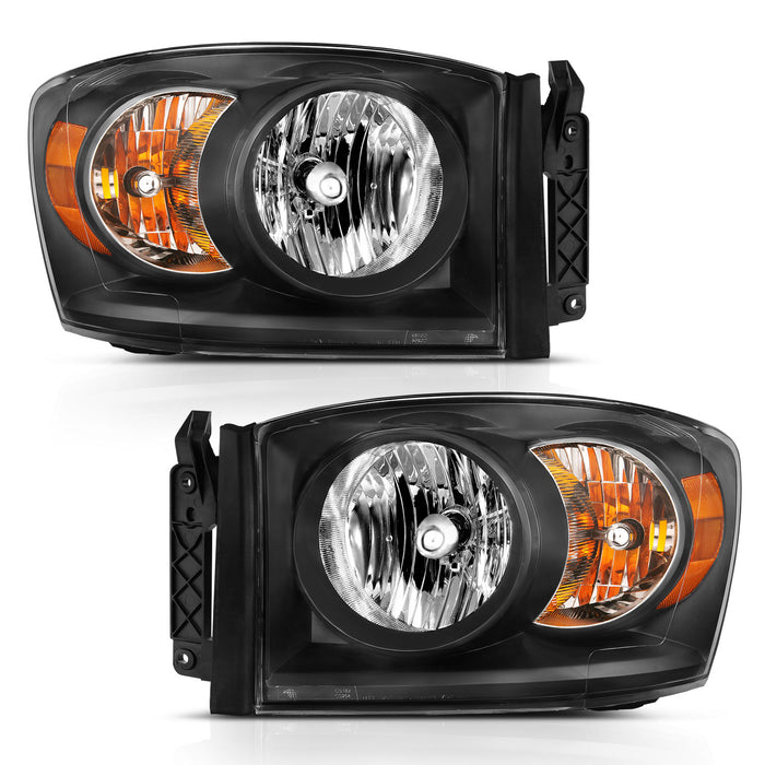 Anzo USA 111427 Crystal Headlight Set; Clear Lens; Black w/Amber Housing; Pair; - Truck Part Superstore