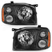 Anzo USA 111433 Crystal Headlight Set; Clear Lens; Black Housing; Amber Reflector; Pair; - Truck Part Superstore