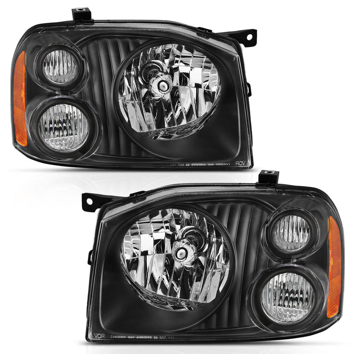 Anzo USA 111433 Crystal Headlight Set; Clear Lens; Black Housing; Amber Reflector; Pair; - Truck Part Superstore