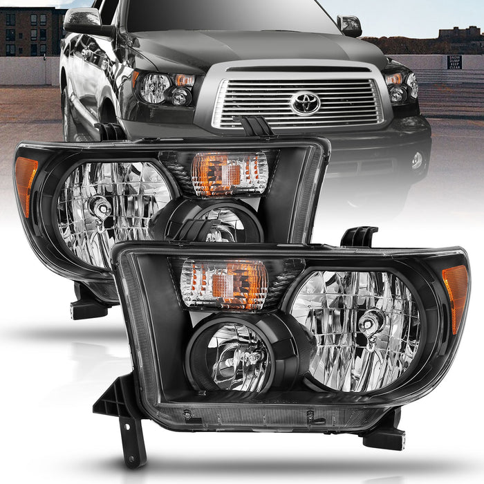 Anzo USA 111436 Crystal Headlight Set; Clear Lens; Black w/Amber Housing; Pair; - Truck Part Superstore