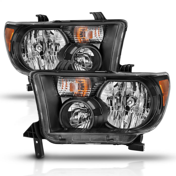 Anzo USA 111436 Crystal Headlight Set; Clear Lens; Black w/Amber Housing; Pair; - Truck Part Superstore