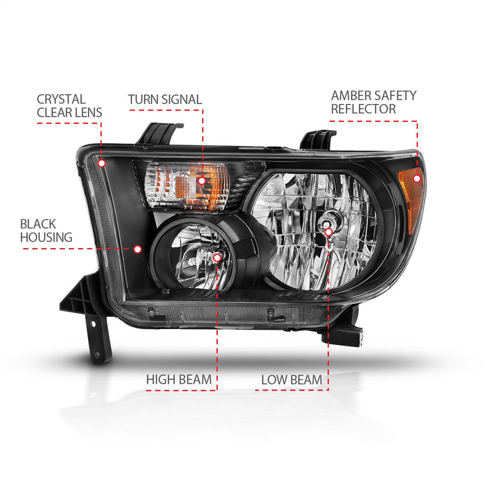 Anzo USA 111436 Crystal Headlight Set; Clear Lens; Black w/Amber Housing; Pair; - Truck Part Superstore