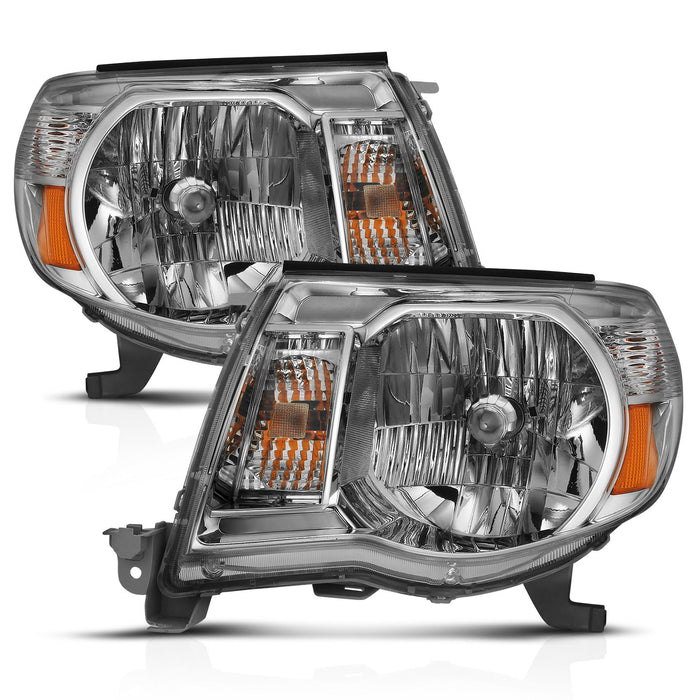 Anzo USA 111437 Crystal Headlight Set; Clear Lens; Chrome w/Amber Housing; Pair; - Truck Part Superstore