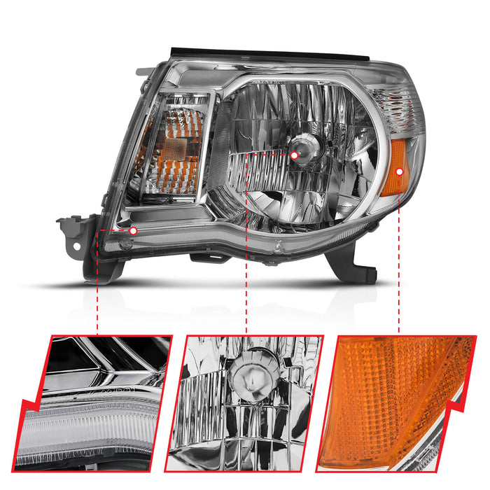 Anzo USA 111437 Crystal Headlight Set; Clear Lens; Chrome w/Amber Housing; Pair; - Truck Part Superstore