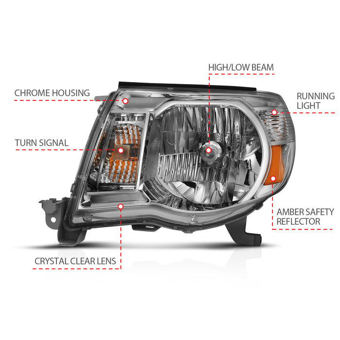 Anzo USA 111437 Crystal Headlight Set; Clear Lens; Chrome w/Amber Housing; Pair; - Truck Part Superstore