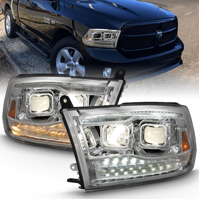 Anzo USA 111441 Projector Headlight Set; w/Switchback; Black w/Amber; Pair; - Truck Part Superstore