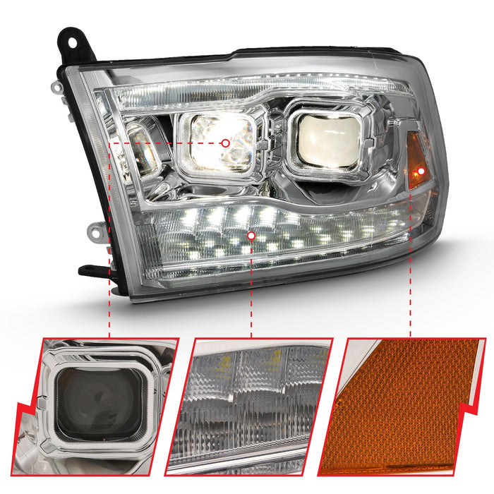 Anzo USA 111441 Projector Headlight Set; w/Switchback; Black w/Amber; Pair; - Truck Part Superstore