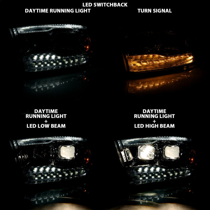 Anzo USA 111441 Projector Headlight Set; w/Switchback; Black w/Amber; Pair; - Truck Part Superstore