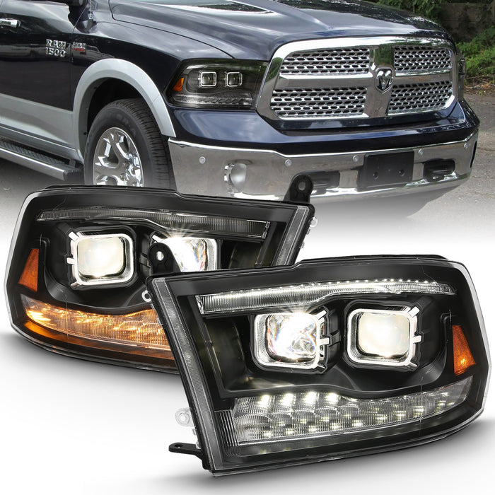 Anzo USA 111442 Projector Headlight Set; w/Switchback; Chrome w/Amber; Pair; - Truck Part Superstore