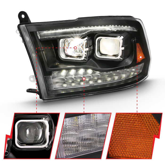 Anzo USA 111442 Projector Headlight Set; w/Switchback; Chrome w/Amber; Pair; - Truck Part Superstore