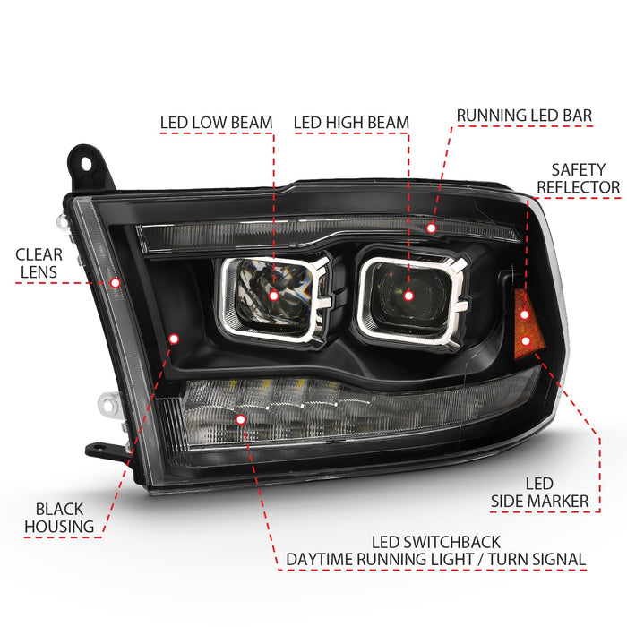 Anzo USA 111442 Projector Headlight Set; w/Switchback; Chrome w/Amber; Pair; - Truck Part Superstore