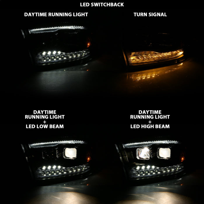 Anzo USA 111442 Projector Headlight Set; w/Switchback; Chrome w/Amber; Pair; - Truck Part Superstore