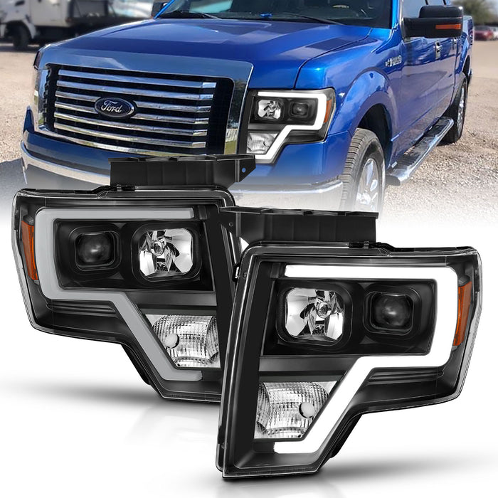 Anzo USA 111443 Projector Headlight Set; Light Bar H.L.; Black Amber; Pair; - Truck Part Superstore