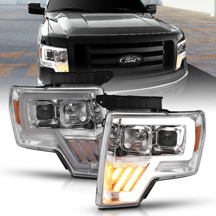 Anzo USA 111446 Projector Headlight Set; Clear Lens; Chrome w/Amber Housing; Pair; - Truck Part Superstore
