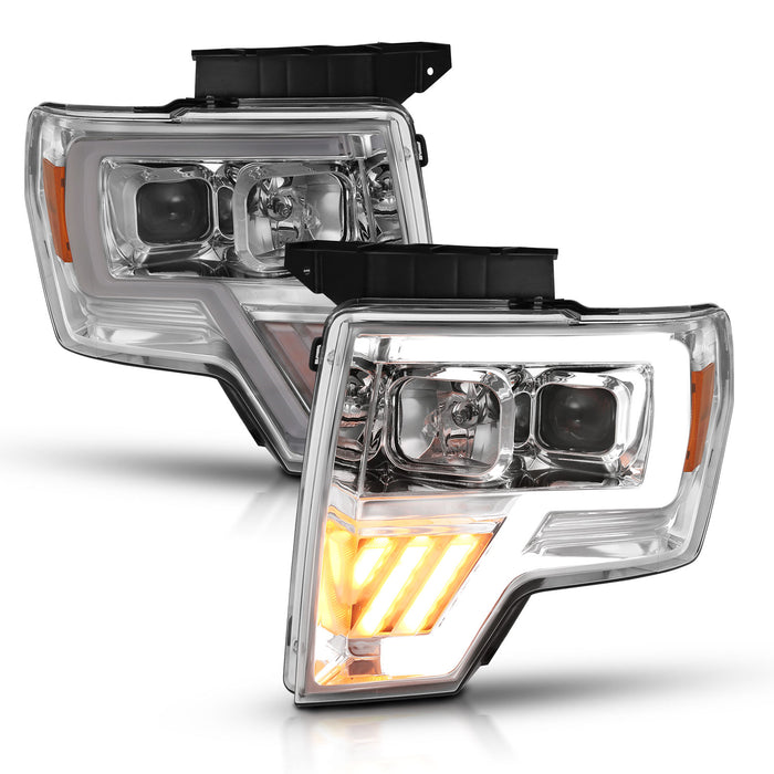 Anzo USA 111446 Projector Headlight Set; Clear Lens; Chrome w/Amber Housing; Pair; - Truck Part Superstore