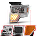 Anzo USA 111446 Projector Headlight Set; Clear Lens; Chrome w/Amber Housing; Pair; - Truck Part Superstore