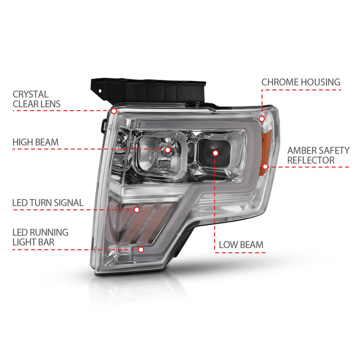Anzo USA 111446 Projector Headlight Set; Clear Lens; Chrome w/Amber Housing; Pair; - Truck Part Superstore