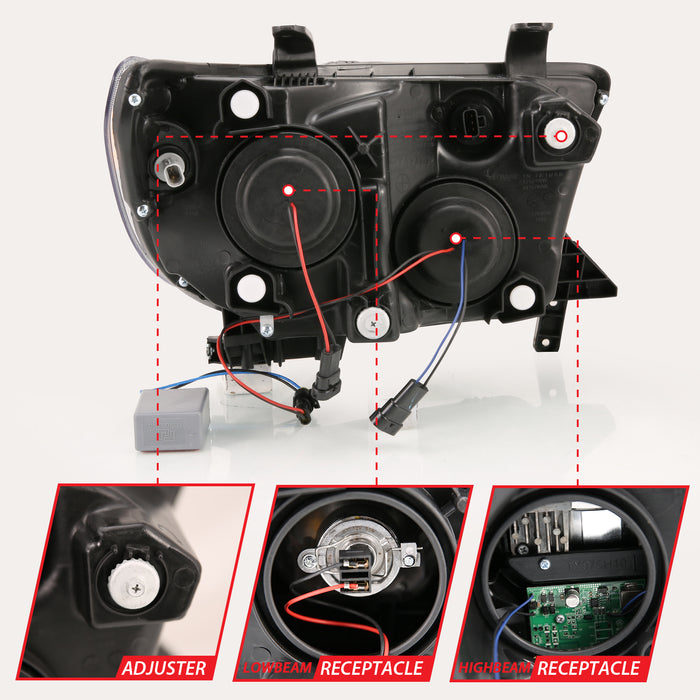 Anzo USA 111447 Projector Headlight Set; Light Bar H.L; w/Black Amber Lens; w/Halogen Bulb; - Truck Part Superstore